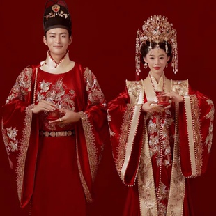 出租宋制汉服婚服凤冠霞帔男女套装结婚租赁嫁衣中式新娘定制租赁