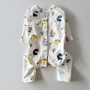 宠物四脚衣狗狗比熊泰小型犬睡衣雪纳瑞全棉家居服后背开扣打底衫