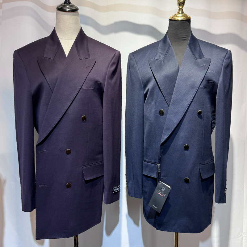 羊毛锦纺专柜撤柜双排扣西服羊毛纯色日系混纺复古oversize西装