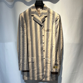 撤柜原单大码 复古oversize西装 休闲男女条纹阔版 商务红色丝绒款