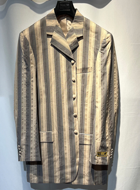 撤柜原单大码休闲男女条纹阔版商务红色丝绒款复古oversize西装