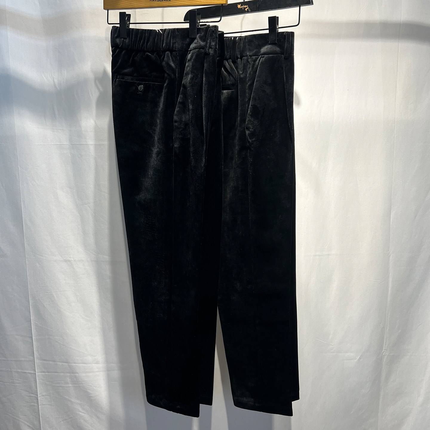 微瑕疵黑色金丝绒天鹅绒男士商务休闲西服裤修身直筒长裤西裤