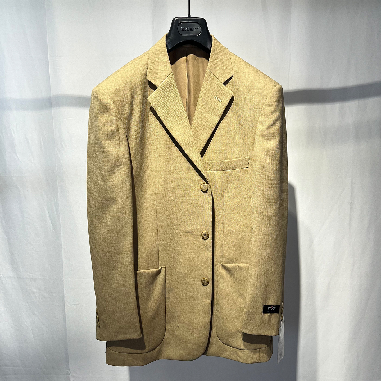 羊毛70%复古港风平驳领3粒扣卡其色温柔宽松日系复古oversize西装