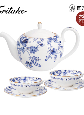 Noritake则武蓝色伊甸园骨瓷咖啡杯子高档精致轻奢套装礼盒