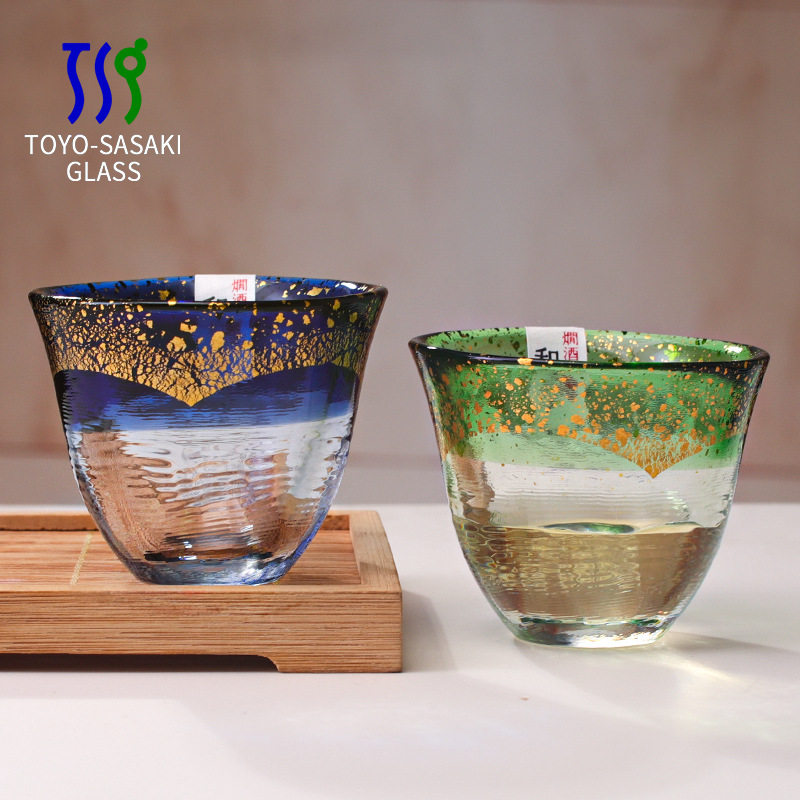 日本进口和温金箔东洋佐佐木手工玻璃杯日式清酒水晶小酒杯茶杯子