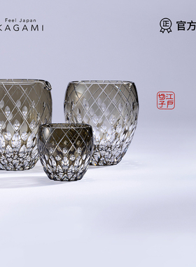 日本进口KAGAMI江户切子远雷威士忌杯日式酒具手工水晶玻璃洋酒杯
