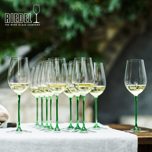 RIEDEL翡翠杆SOMMELIERS黑领结人工吹制彩杆水晶绿杆白葡萄酒杯
