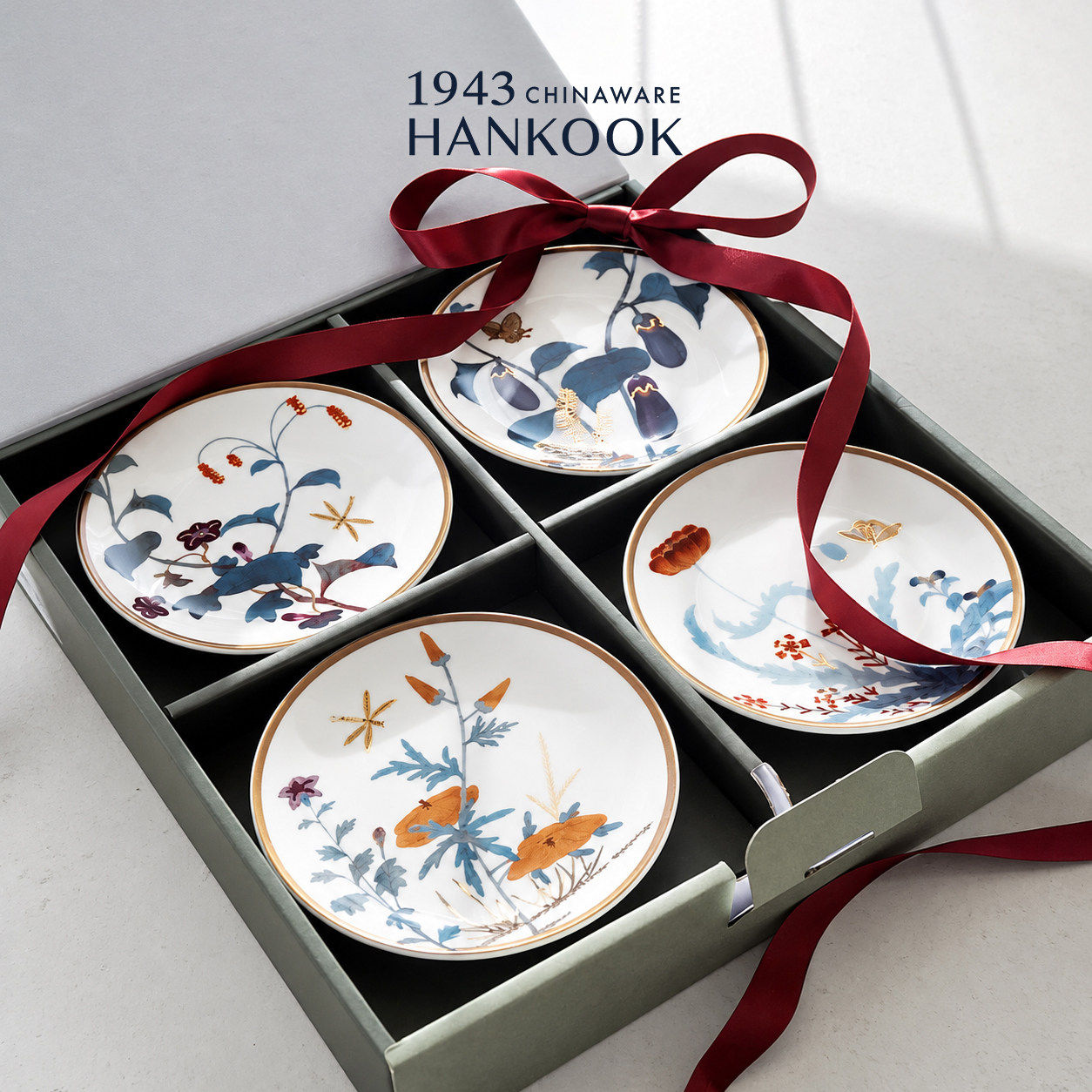 Hankook金边陶瓷盘礼盒餐具