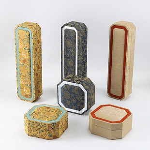 新式 带盖宋锦盒手镯手串项链收纳盒 国风珠宝首饰盒吉云多彩新中式