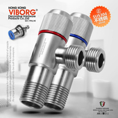 VIBORG域堡 高端SUS304不锈钢角阀加厚冷热三角阀4分通用阀止水阀