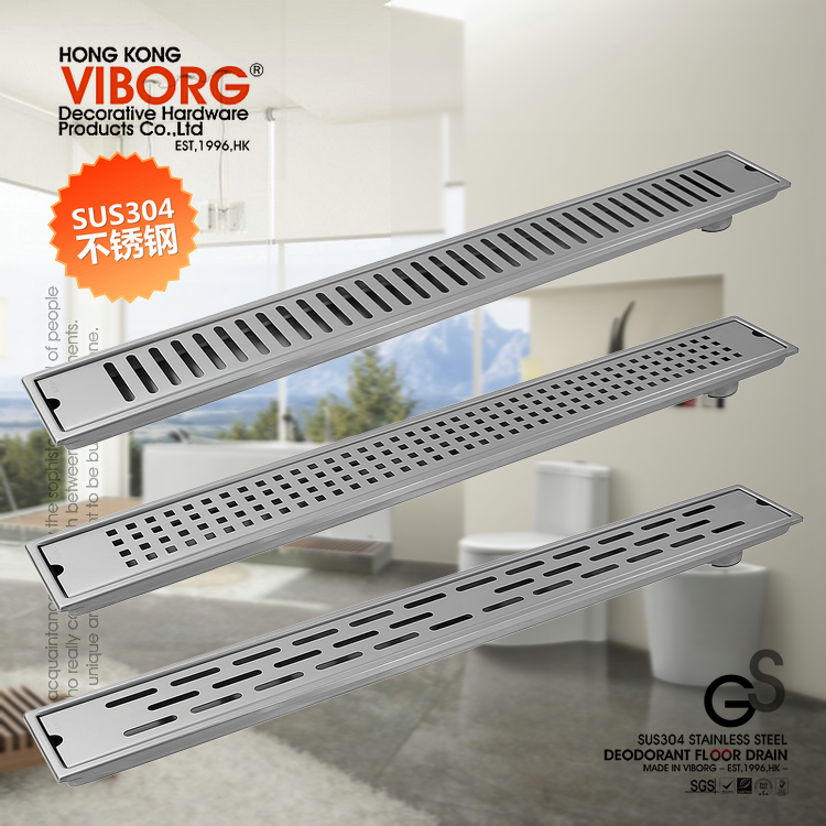 304不锈钢长条形强排水防臭地漏