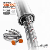 VIBORG 水龙头冷热进水编织软管4分防漏进水管专用 全304不锈钢