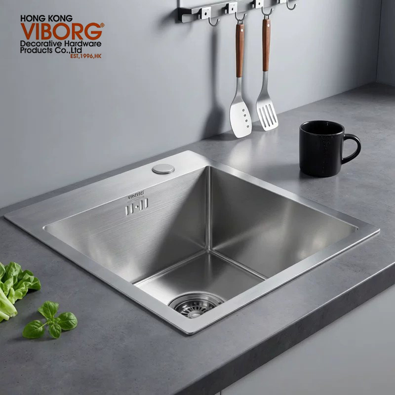 VIBORG 304不锈钢手工水槽洗菜盆吧台橱柜中岛台单槽小户型星盆