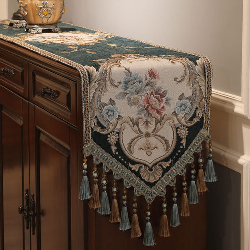 美式轻奢餐桌旗欧式盖巾长条桌布