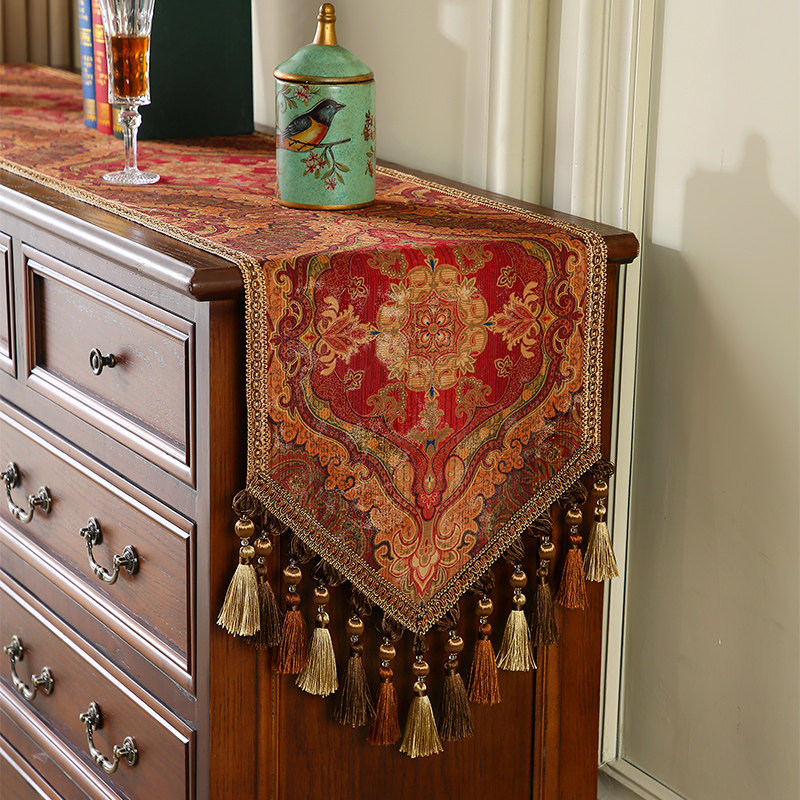 桌旗美式复古高级感餐桌布艺装饰盖巾田园风茶几桌布茶几电视柜布,居家布艺,桌旗,淘宝优惠券,粉丝福利购,淘宝优惠卷