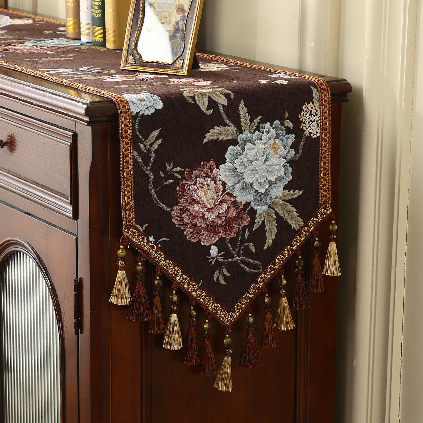 美式复古桌旗北欧轻奢斗柜盖布电视柜茶几长条现代新中式餐桌布巾