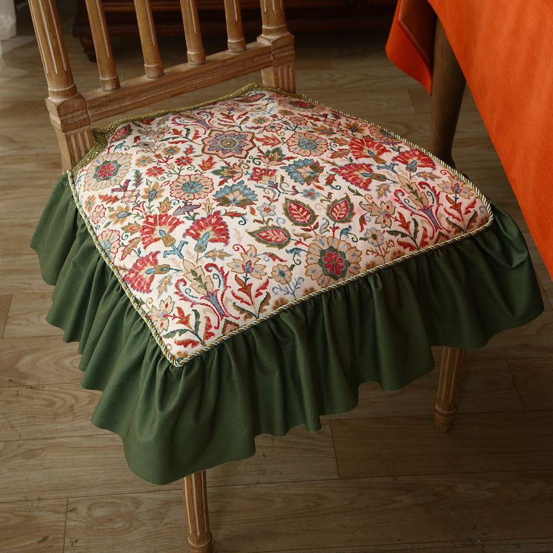 美式乡衬餐椅垫复古防滑布艺坐垫子餐桌椅子垫北欧轻奢欧式抱枕套