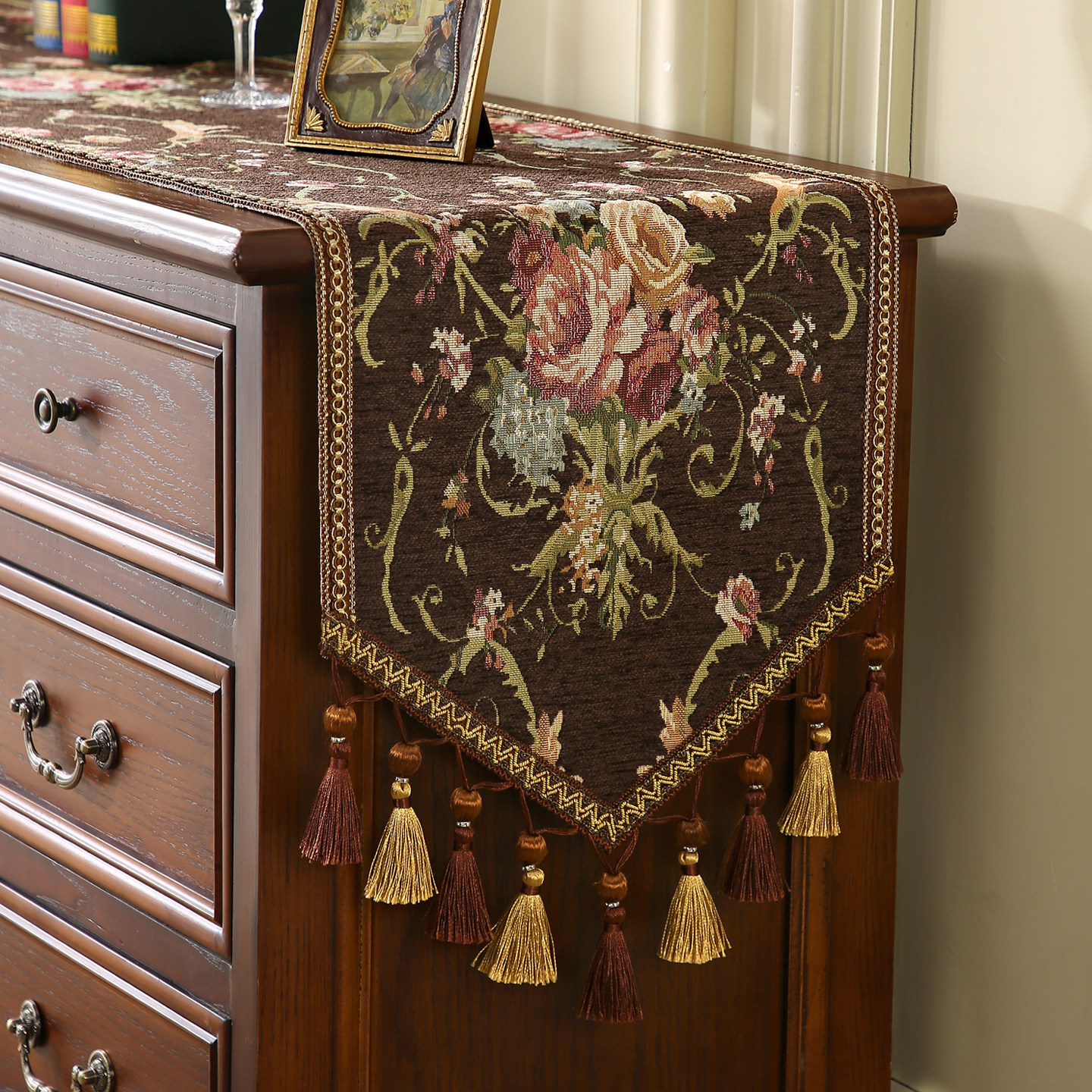 美式复古法式高级感长条桌旗