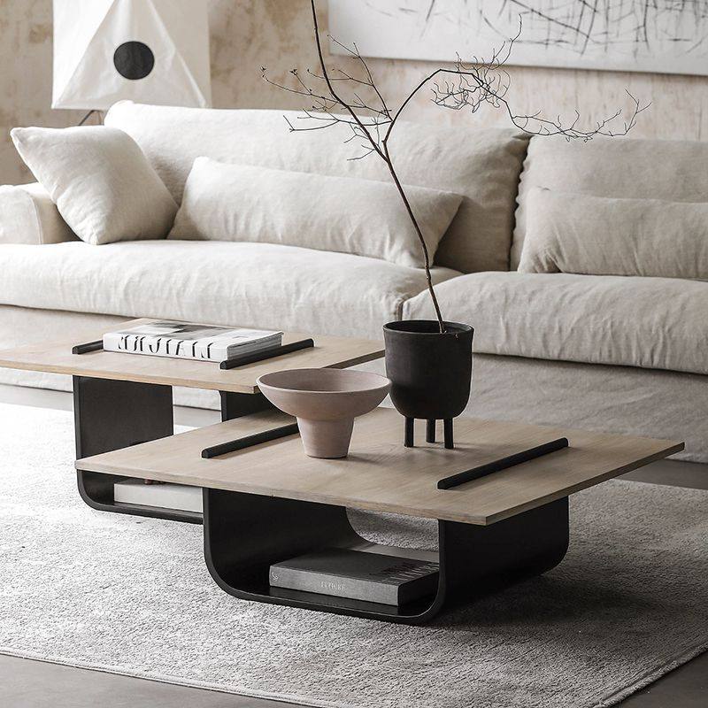 北欧/侘寂风茶几实木茶几橡木茶几组合设计师款茶几意式实木茶几