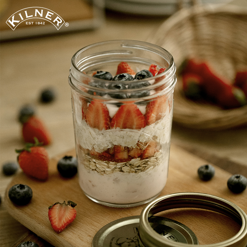 英国Kilner早餐燕麦杯带盖勺便携