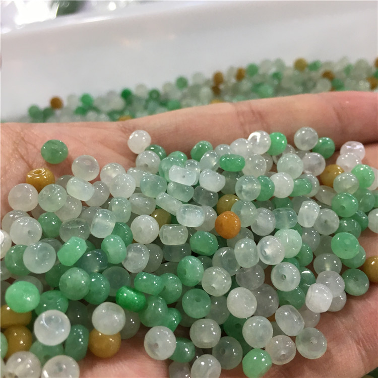 diy翡翠冰种缅甸a货手串算盘珠