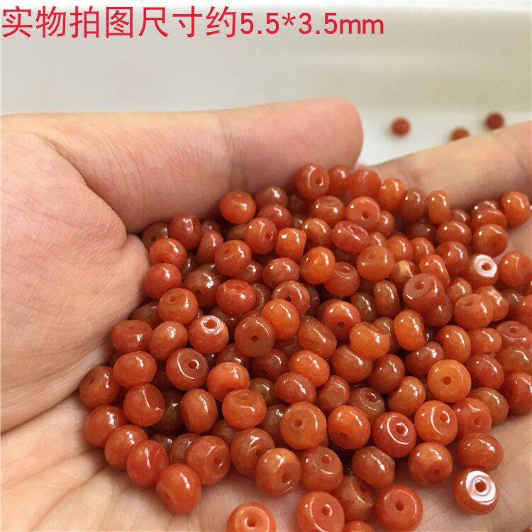 diy冰种红翡a货玉石编织算盘珠图片