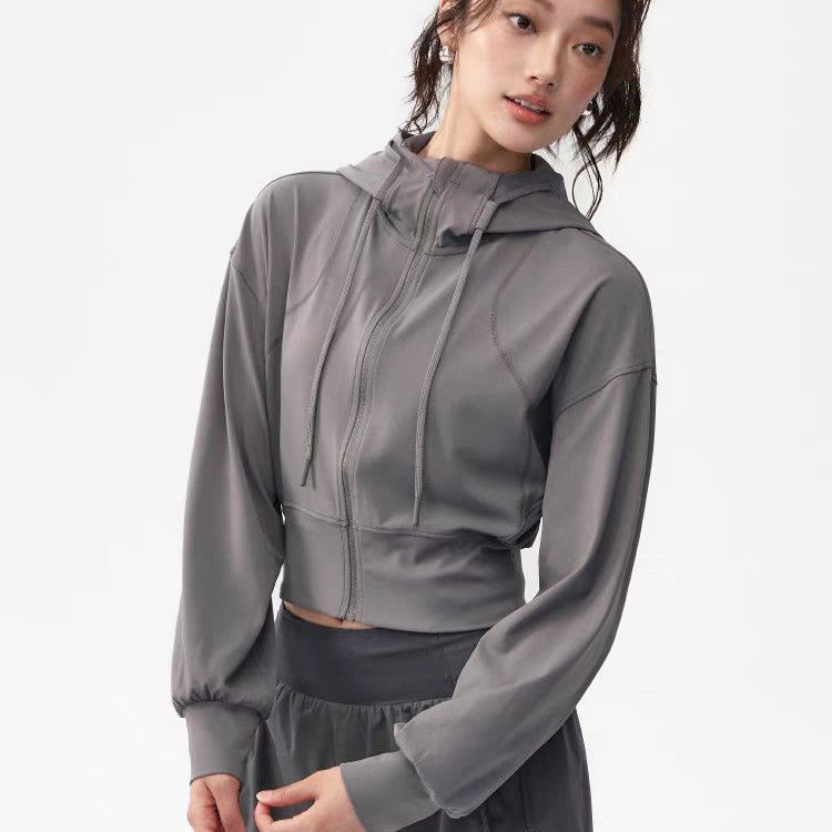 运动外套女连帽秋冬运动卫衣束腰长袖爆款外穿高级网红ins健身服