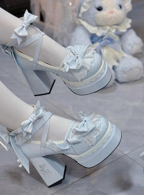 洛丽塔Lolita甜美蝴蝶结日系高跟鞋玛丽防水优雅可爱少女