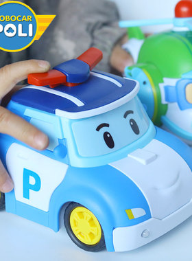 变形珀利警长poli玩具儿童警车罗伊救援车安巴男孩宝宝汽车2-4岁3