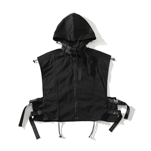 709-MJ92-P65 白底 新款 春季阔版连帽走秀款马甲坎肩，男装背心/马甲，星座709