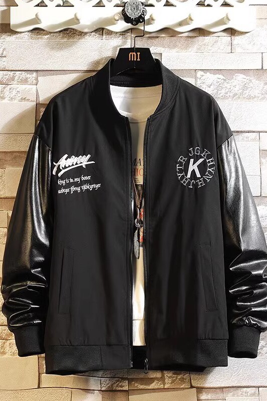 709-JK805-P85春秋原创宽松拼接绣字上衣百搭休闲夹克外套挂拍,男装夹克,星座709