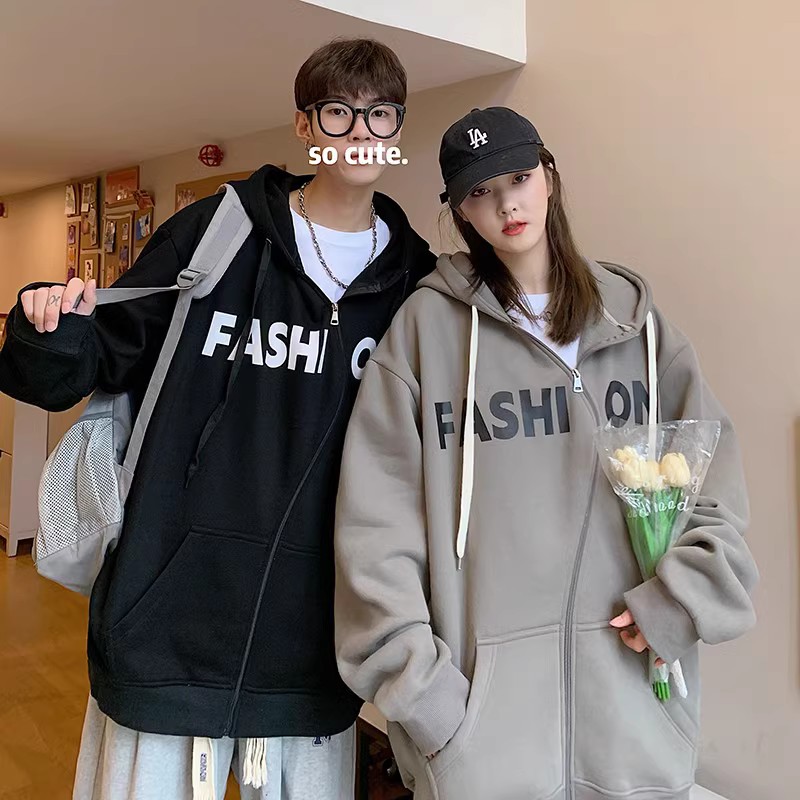 709-W600-P80春秋个性潮流斜拉链连帽英文印花百搭卫衣情侣，男装卫衣，星座709