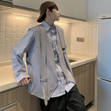 709-MJ70-P65春秋飘带装饰v领纯色宽松休闲大码马甲单人，男装背心/马甲，星座709