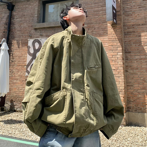 709-JK908-P130 春秋情侣全棉水洗做旧立领工装夹克外套男图片