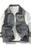709-MJ112-P95白底春季新款阔版潮牌牛仔马甲，男装背心/马甲，星座709