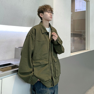 709-JK916-P130 春秋情侣水洗全棉复古工装外套美式夹克男图片