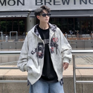 709-jk28-P125 单人 春季新款 绣花格子假两件夹克图片