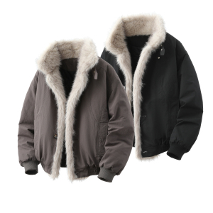 709-MY1801-P160冬季新款 白底 座山雕毛领加厚派克服棉衣，男装棉衣，星座709