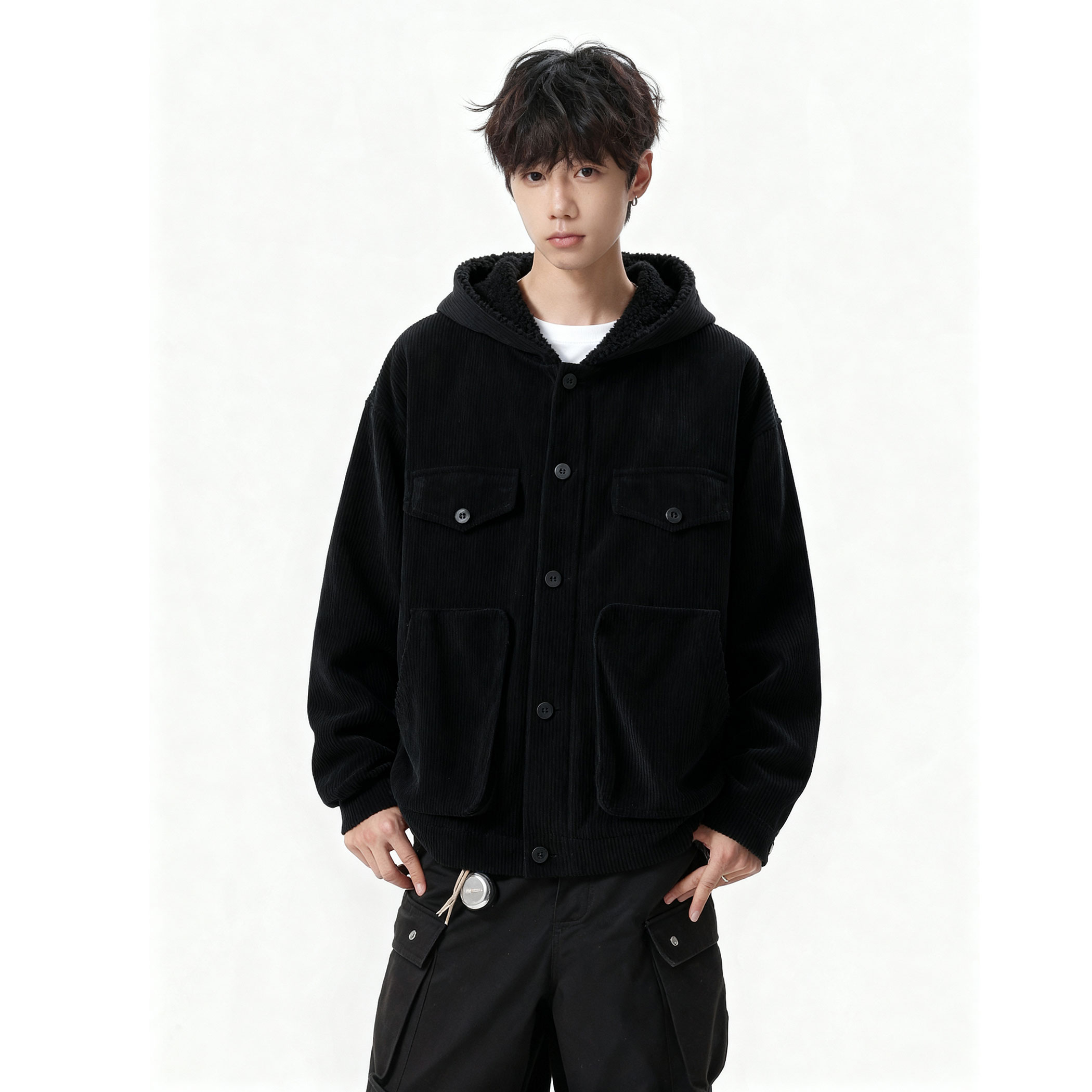 709-MY1806-P155冬季新款单人灯芯绒连帽棉衣加厚潮,男装棉衣,星座709