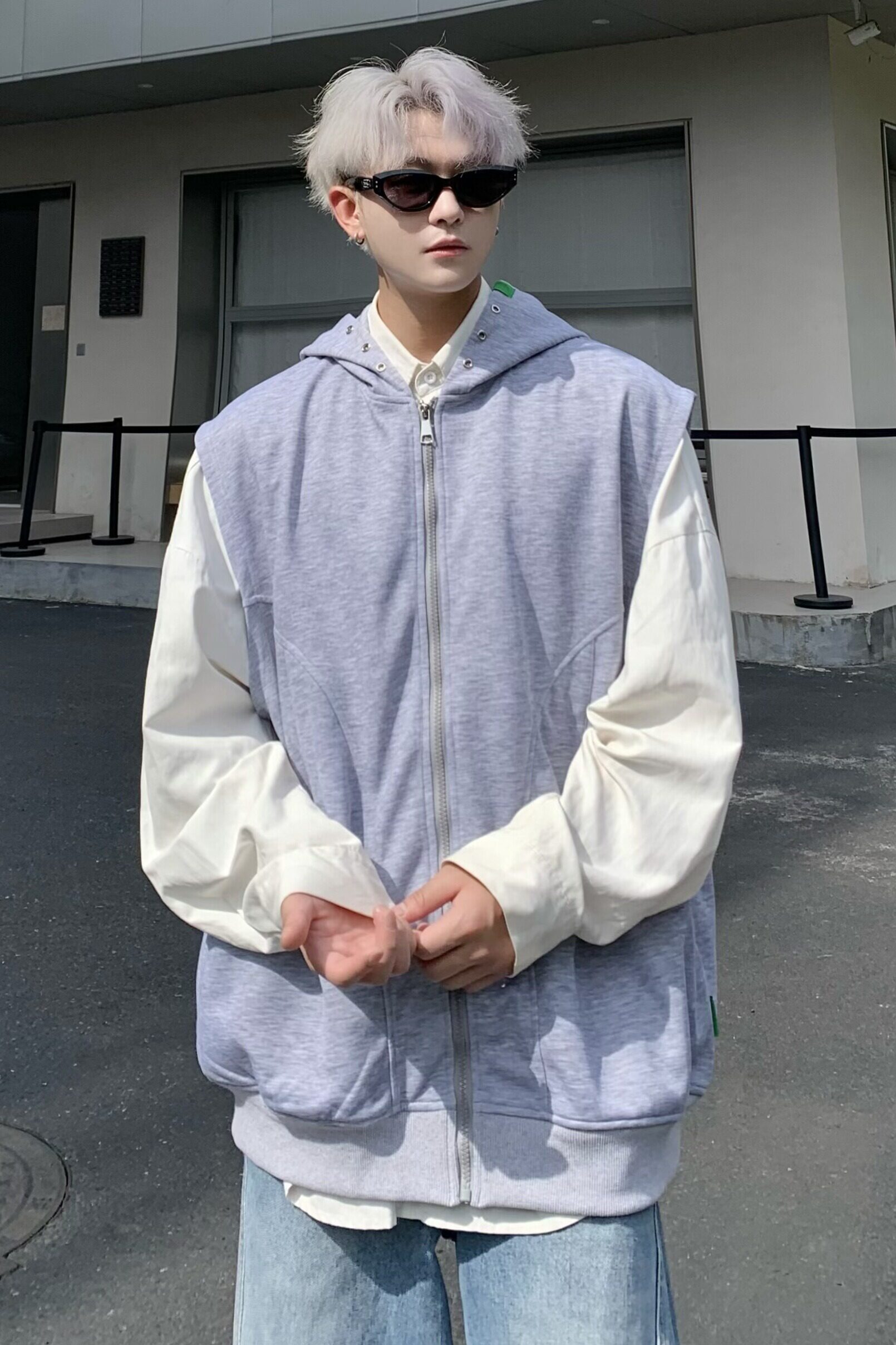 709-MJ111-P55单人秋季新款宽松针织带帽马甲,男装背心/马甲,星座709