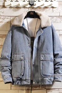 709-MY1002-P115 情侣冬季挂拍牛仔开衫翻领纯棉加厚潮流百搭男图片