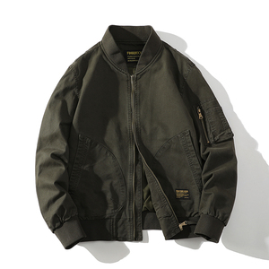 709-JK915-P135 春秋情侣棒球领全棉水洗复古工装夹克外套图片