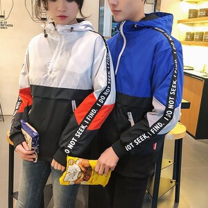 709-JK06-P60 情侣连帽宽松口袋外套夹克冲锋衣学生情侣潮图片