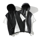 709-MJ93-P70白底新款春季纯色简约连帽无袖防晒马甲，男装防晒衣，星座709