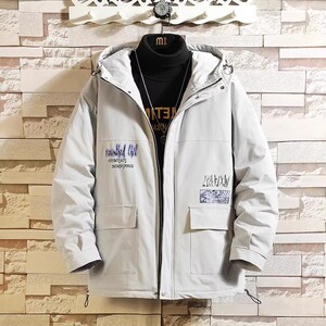709-MY608-P80 冬季挂拍港风冬季加厚连帽印花百搭棉衣外套男图片