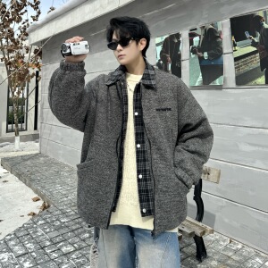 709-MY1816-P145 冬季新款单人 时尚潮流百搭加绒假两件外套图片
