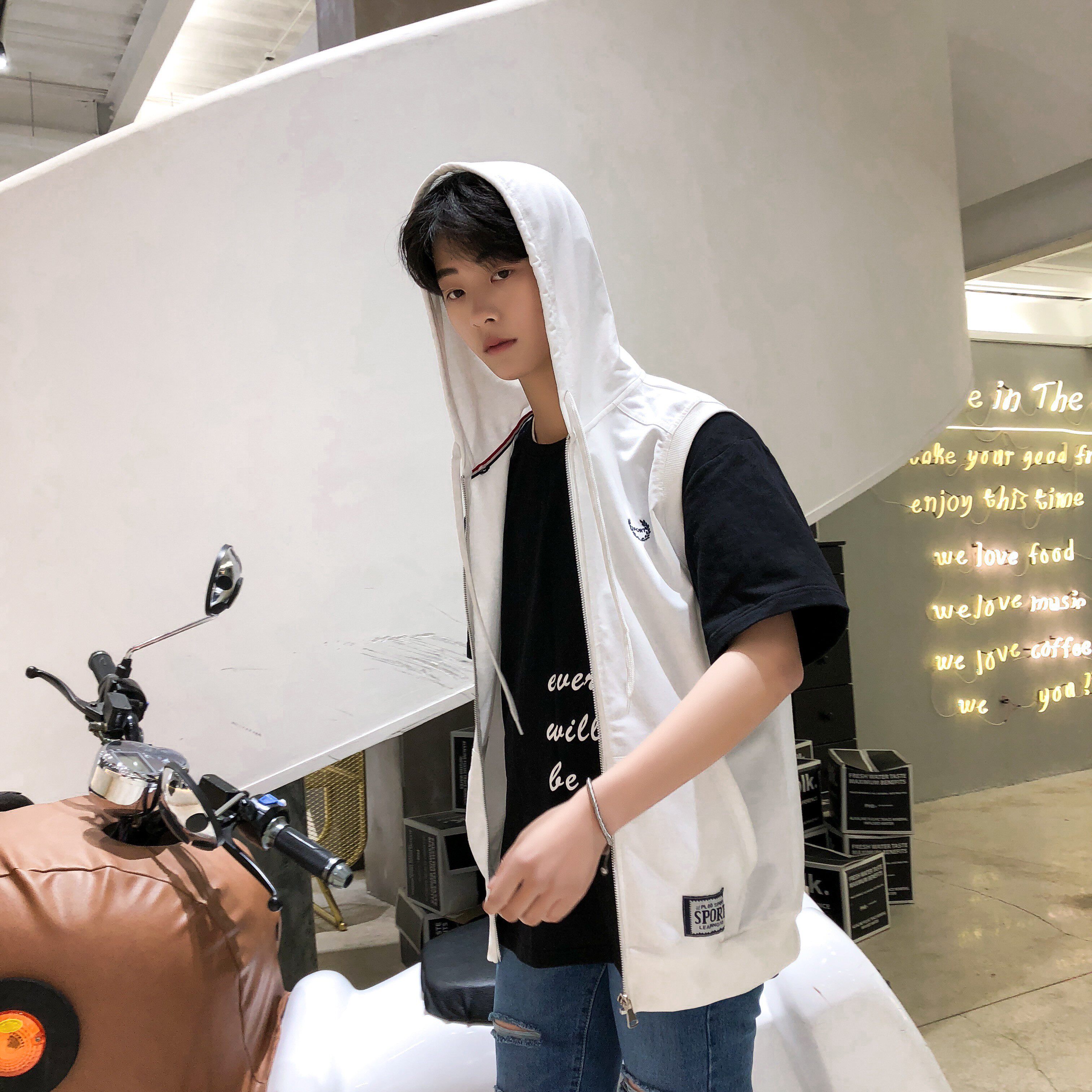 709-W16-P35春季情侣马甲背心外套连帽修身男女学生班服大码,男装背心/马甲,星座709