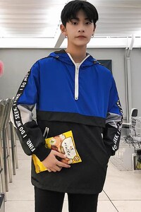 709-JK06-P60 单人连帽宽松口袋外套夹克冲锋衣学生情侣潮图片