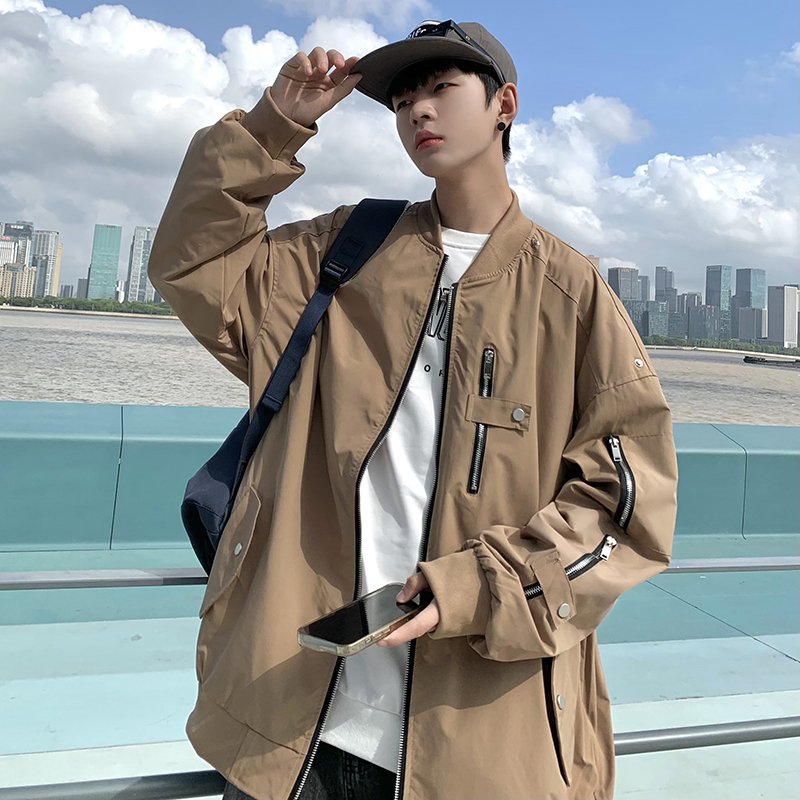 709-JK890-P100春秋多拉链美式街头棒球服夹克外套宽松单人图，男装夹克，星座709