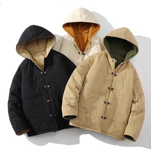 709-MY1000-P130 冬季白底双面穿全棉加厚开衫连帽溜肩棉衣男图片